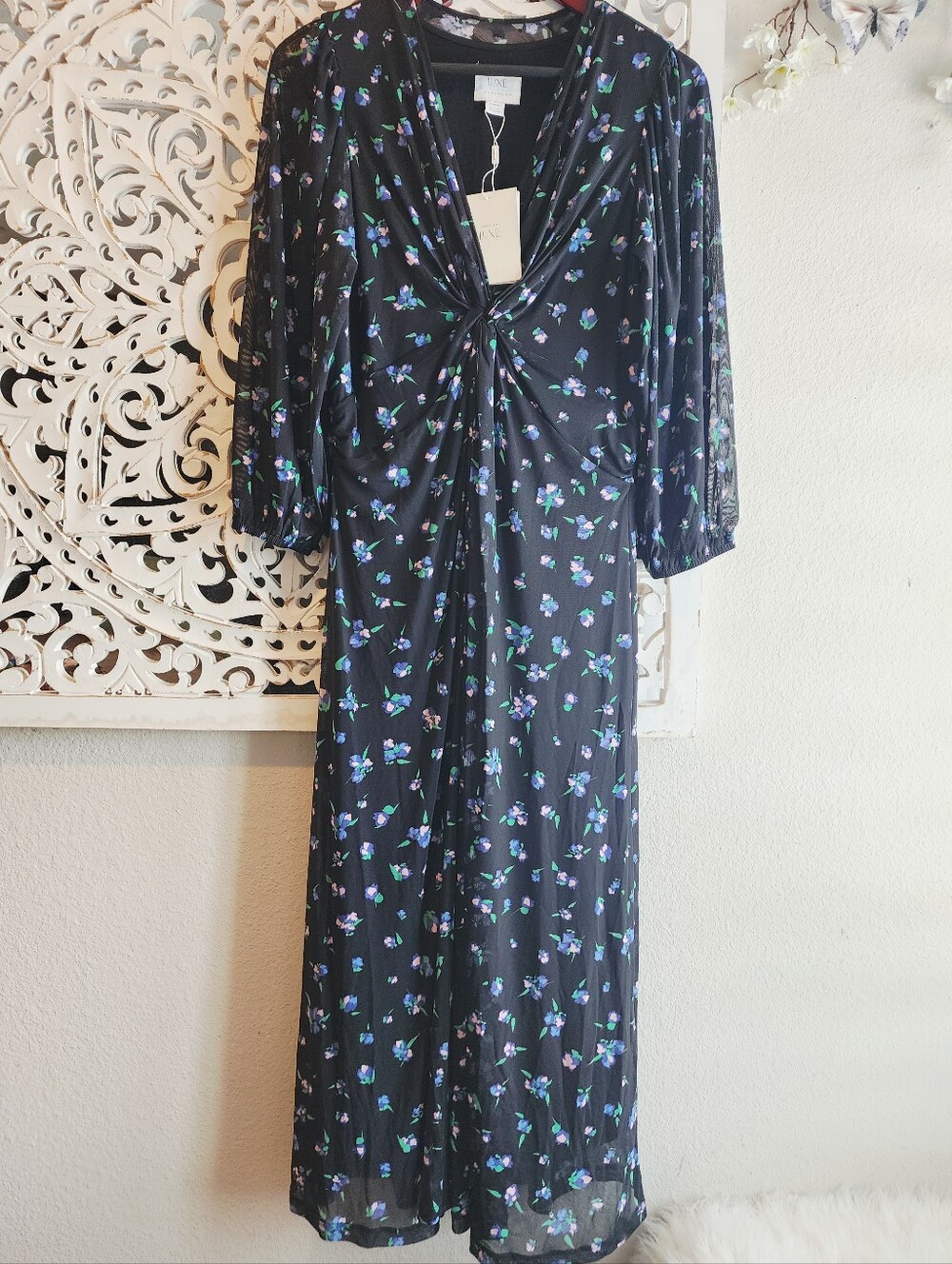 SERAPHINE LUXE NWT MATERNITY FRONT CROSSING FLORAL PRINT MAXI SIZE 8